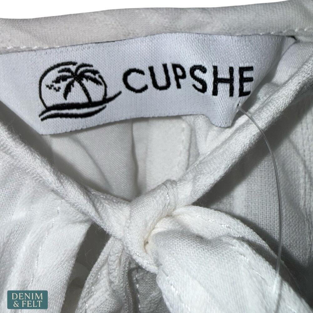 NEW Cupshe x‎ Kelsey Anderson Sunny Side Maxi Dress White Smocked Tie Front MED - Picture 13 of 16